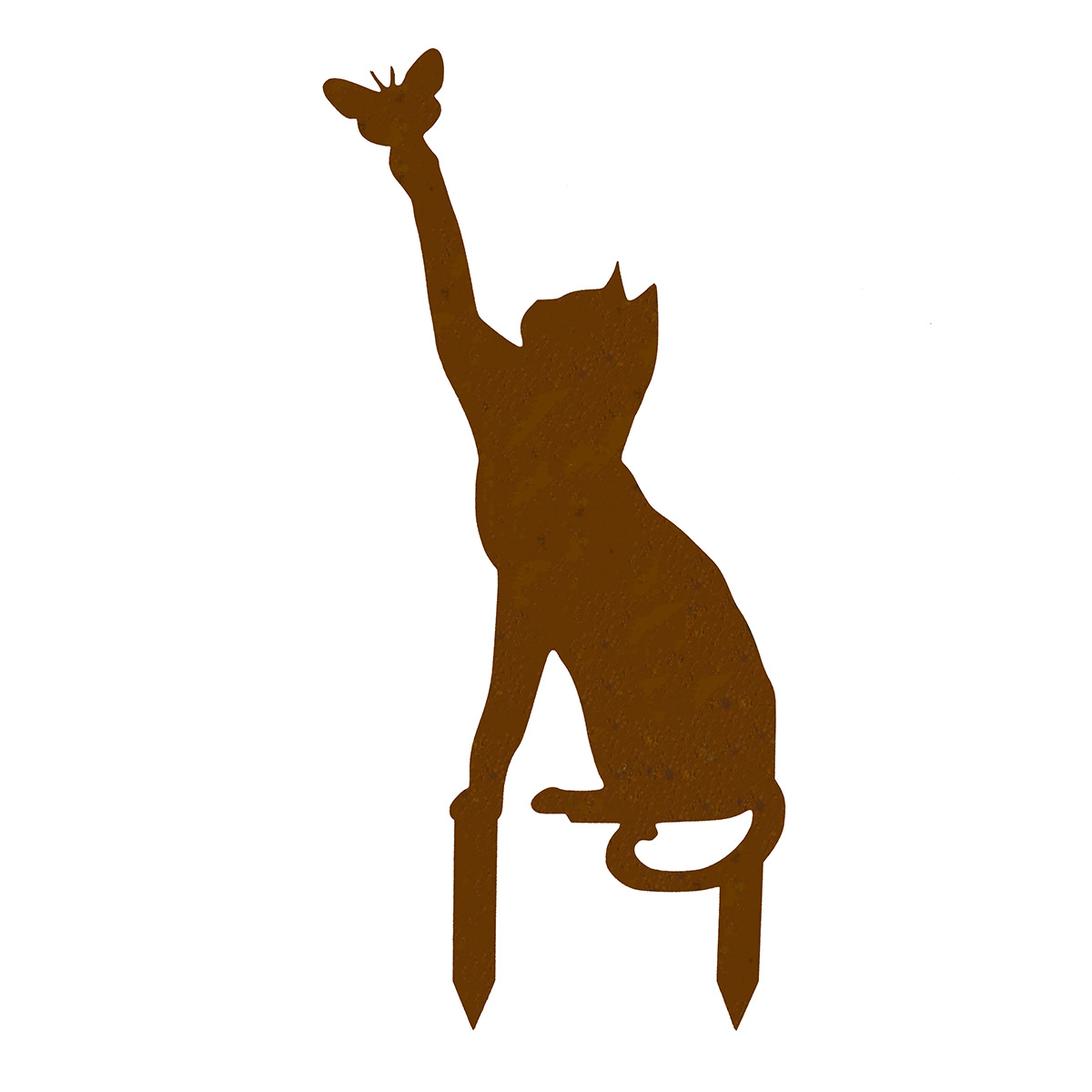  Gartenfigur Katze klein mit Schmetterling