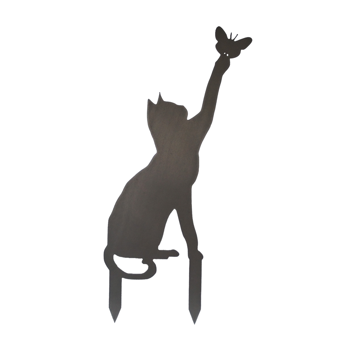  Gartenfigur Katze klein mit Schmetterling