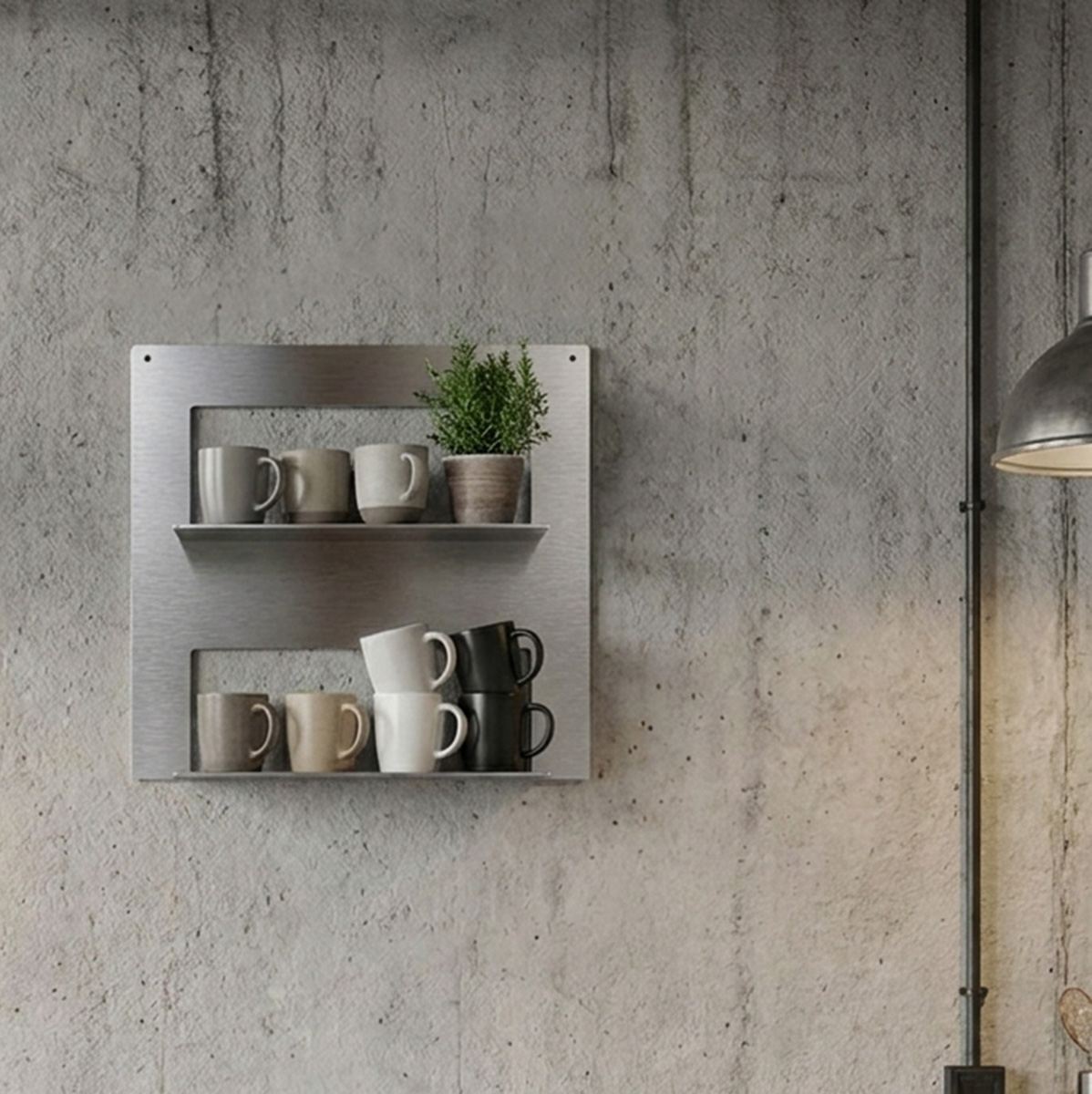 Wandregal Cube Double aus Edelstahl