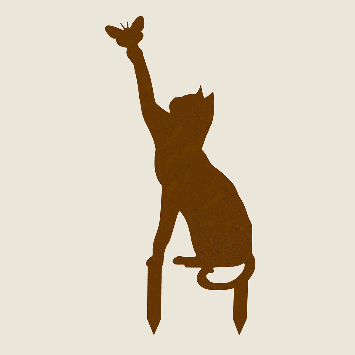  Gartenfigur Katze klein mit Schmetterling