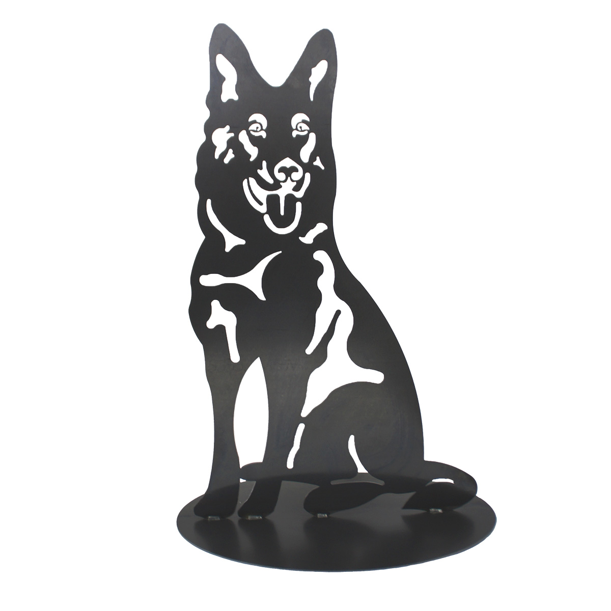 Schäferhund Edelrost Dekofigur, auf Platte, 88 cm hoch