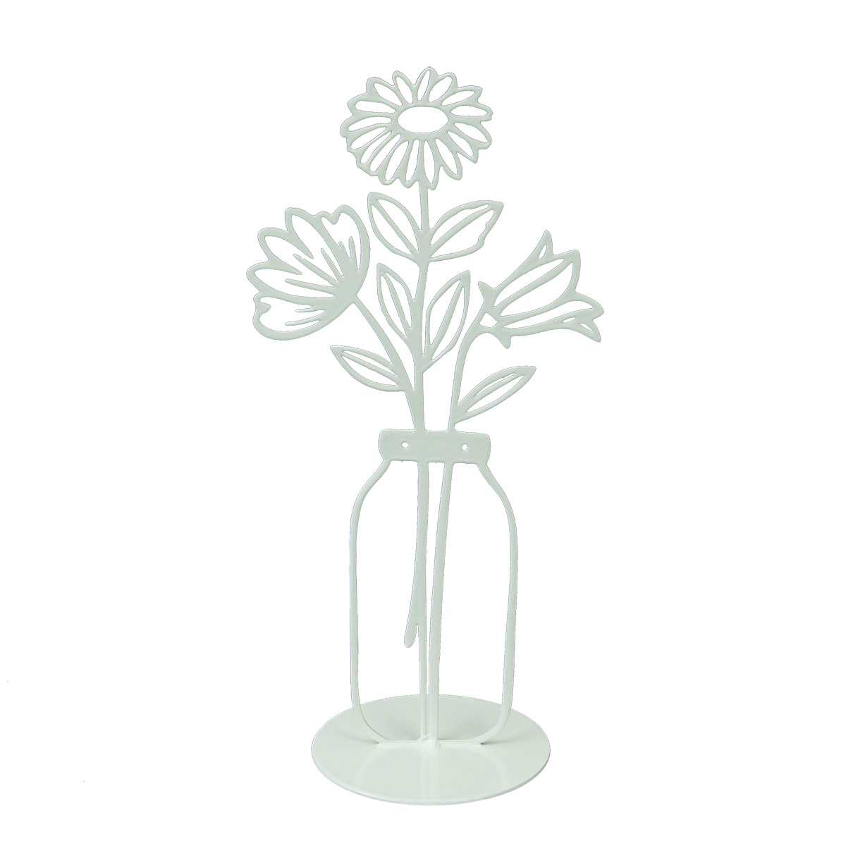 Blumenvase mit Blumenstrauß aus Metall in 4 Farben