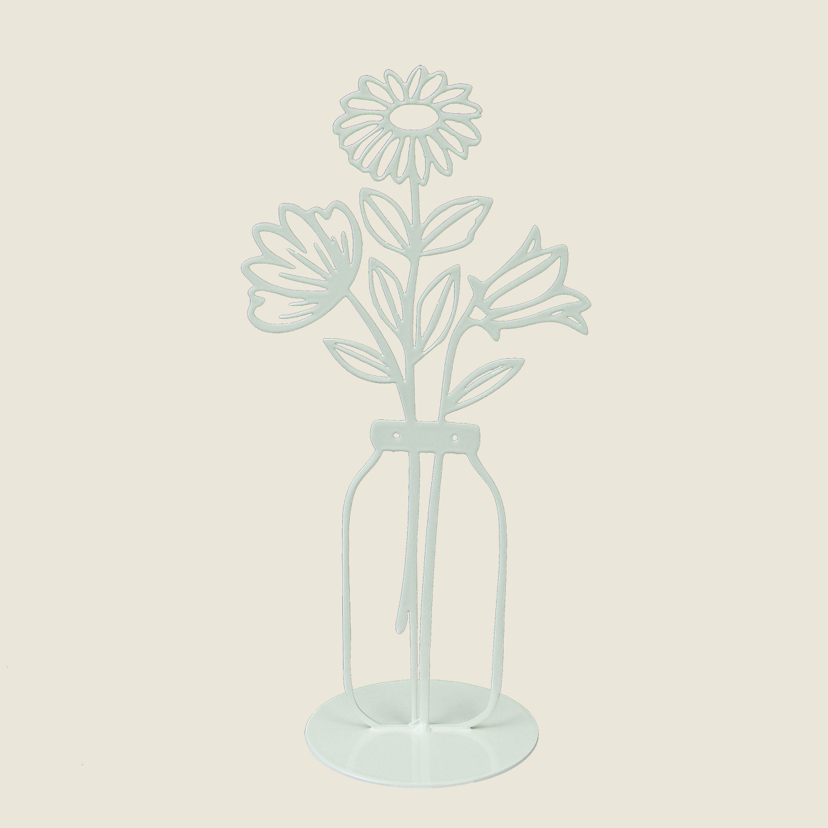 Blumenvase mit Blumenstrauß aus Metall in 4 Farben