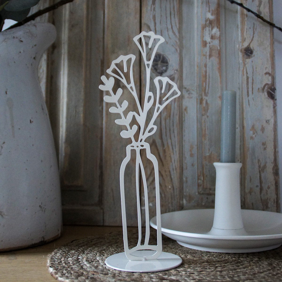 Blumenvase mit Nelken aus Metall in 4 Farben